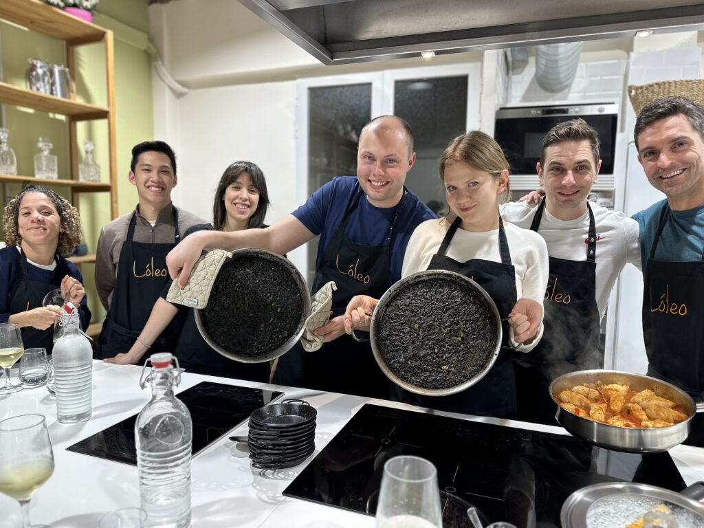 An international company taking our cooking workshop or cooking team building in Madrid.